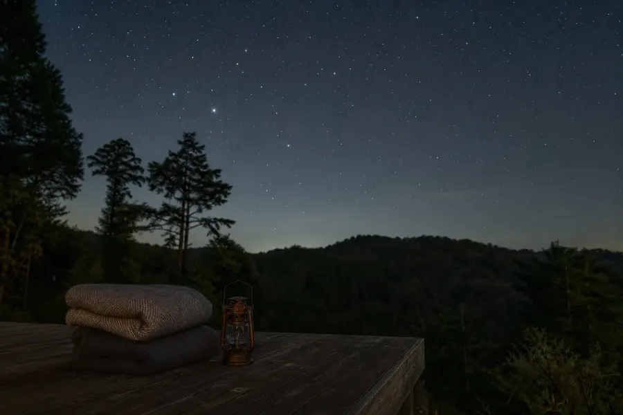 毛布に包まり星を見る滞在イメージ